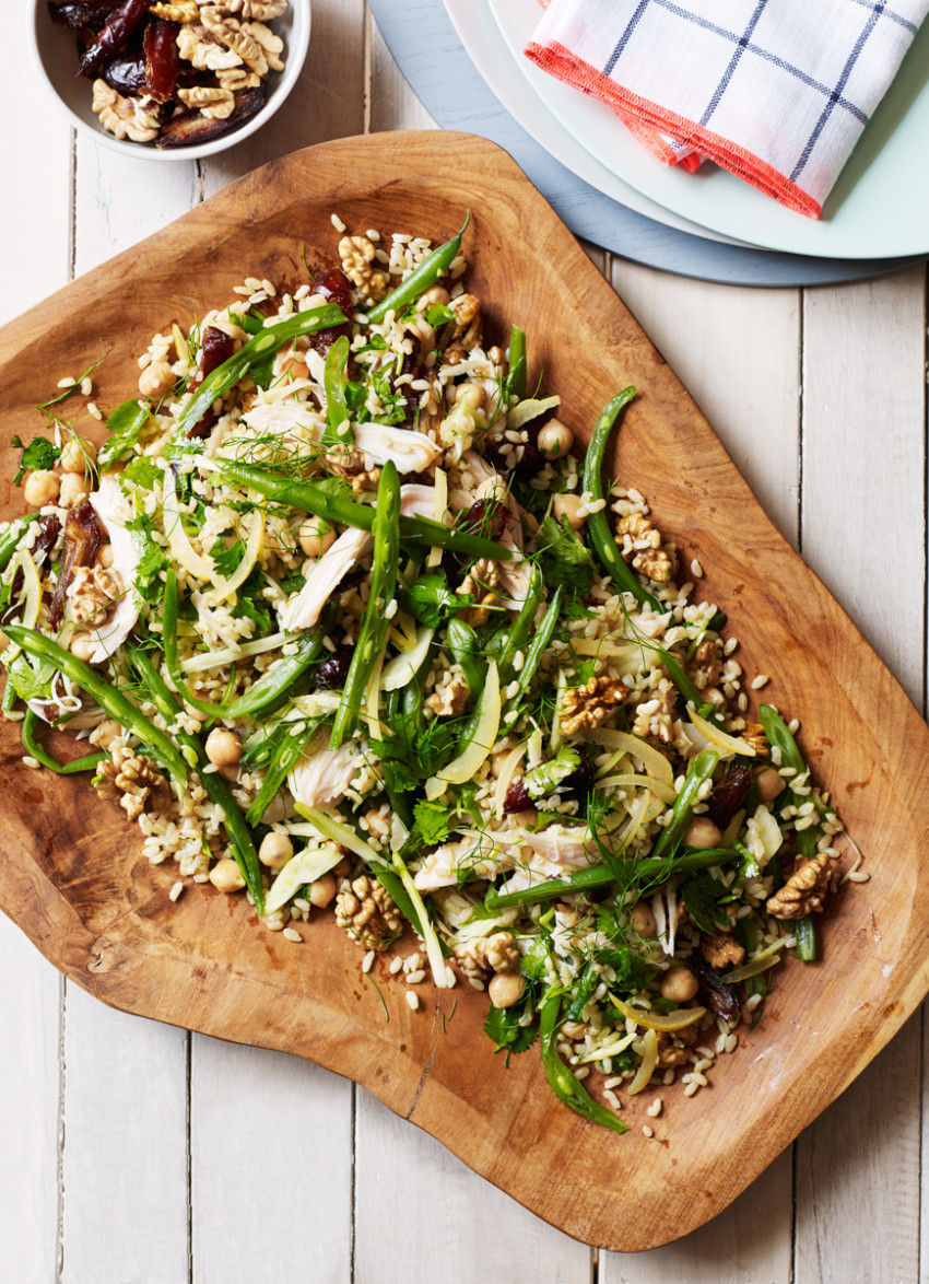 Smoked Chicken and Brown Rice Salad with Dates and Preserved Lemon