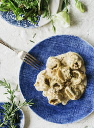 Radicchio Tortelloni with Creamy Walnut Sauce