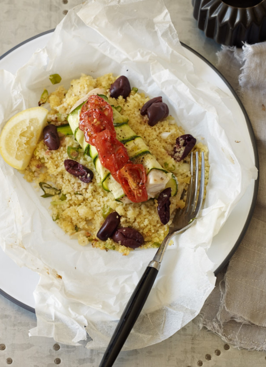 Steamed Fish and Couscous Parcels