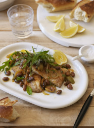 Panfried Fish with Borlotti Beans and Capers