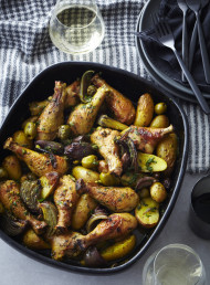 Baked Chicken with Potatoes, Olives and Capers