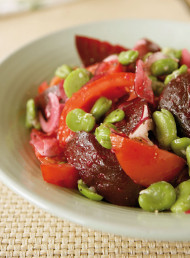 Beetroot, Tomato and Broad Bean Salad with Parmesan Dressing
