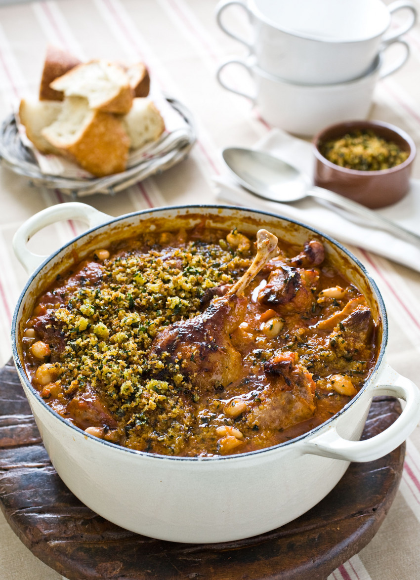 Braised Pork and Duck Confit with White Beans