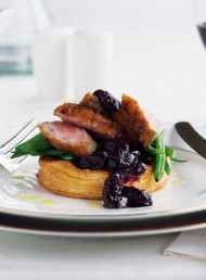 Portobello Mushroom Tarts with Duck Breast and Cherry Relish