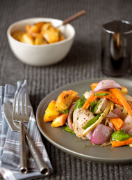 Pork Fillet and Roasted Vegetable Salad with Honey Baked Apples