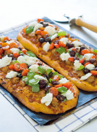 Pizza with Fennel Sausage, Mozzarella and Tomato Salad
