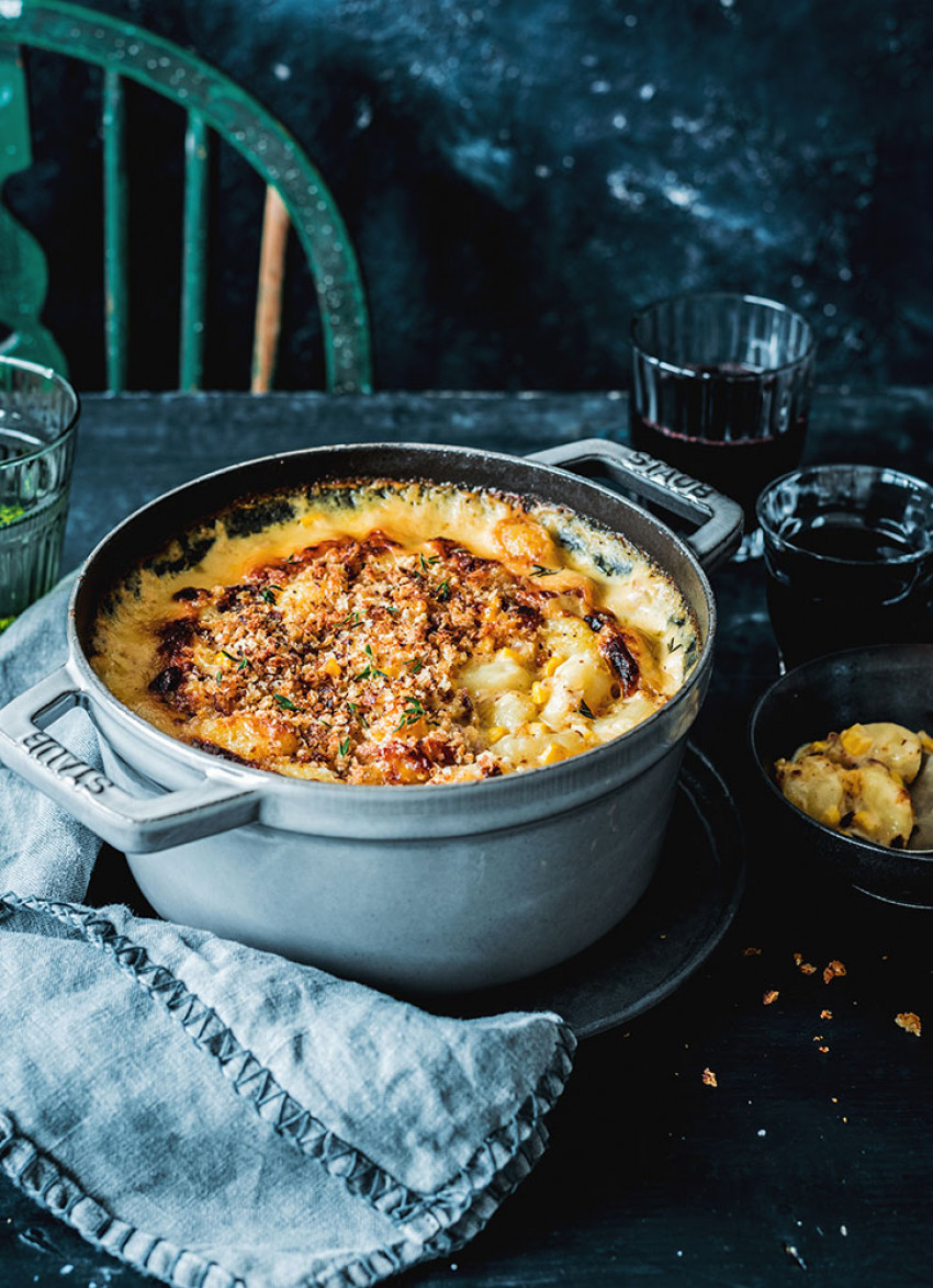 Baked Creamed Corn and Bacon Gnocchi