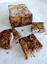 Banana, Roasted Peanut and Coconut Loaf with Dark Chocolate