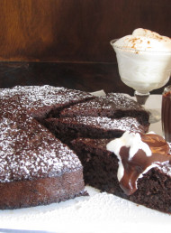 Chocolate, Walnut and Porter Cake with Chocolate and Porter Sauce