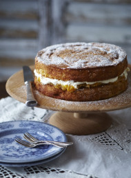 Orange and Roasted Nut Syrup Cake with Apricots
