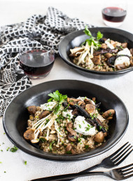 Buckwheat and Leek Risotto with Mushrooms