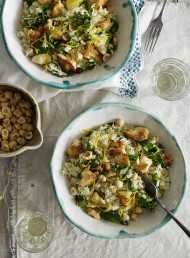 Cauliflower Risotto with Rocket, Hazelnuts and Haloumi 