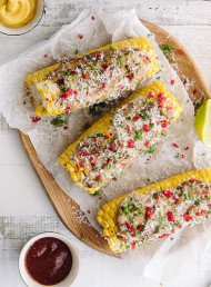 Corn with Black Garlic Mayo and Parmesan