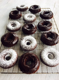 Chocolate Devil’s Food Cake Doughnuts (Gluten Free)