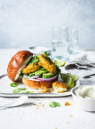 Crunchy Cauliflower Burgers with Jalapeño Mayo