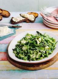 Garden Greens, Basil Dressing and Ricotta Crostini