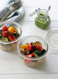Fennel Roasted Vegetables and Millet with Watercress, Pinenut and Caper Dressing