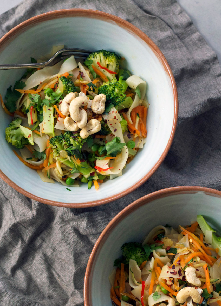 Quick Vege-Packed Noodles with Ginger and Chilli