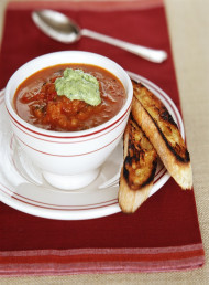 Grilled Eggplant, Tomato and Basil Soup