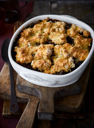 Pomegranate Braised Beef Pie with Polenta Dumplings