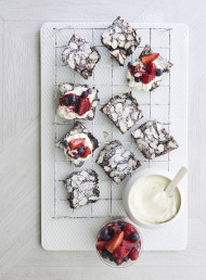 Easy Chocolate Brownie, Berries and Cream