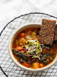 Everything Soup with Buckwheat and Sesame Lavosh