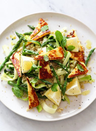 Asparagus, Zucchini Ribbon, Halloumi and Quinoa Salad