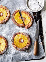 Fresh Pineapple and Macadamia Frangipane Tarts with Whipped Coconut Cream