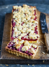Rhubarb, Custard, Cheesecake and Crumble Tart