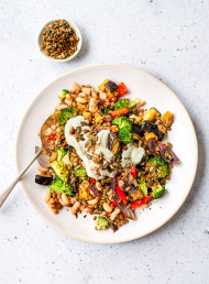 Lentils and Beans with Cumin Roast Veges