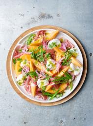 Melon, Mozzarella and Prosciutto Salad 