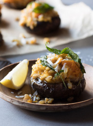 Cheesy Risotto Stuffed Portobello with Pumpkin and Barley
