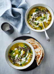 Hearty Spiced Potato, Greens and Chickpea Soup