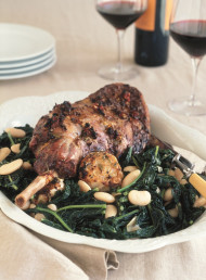 Roast leg of Lamb with Cavalo Nero and White Beans
