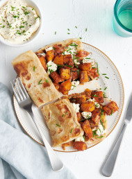 Roti with Miso Roasted Pumpkin and Kimchi