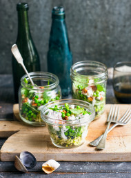 Zucchini, Pea and Feta Salad with Lemon Mayo