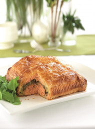 Salmon en Croute with Parsley and Pecan Butter