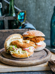 Pork Schnitzel Rolls with Apple and Fennel Slaw