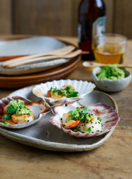 Barbecued Scallops with Miso Spring Onion Butter