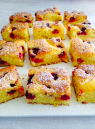 Fresh Mango and Raspberry Coconut Cake