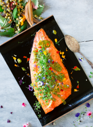 Salmon with Caramelised Shallot and Mango Salsa