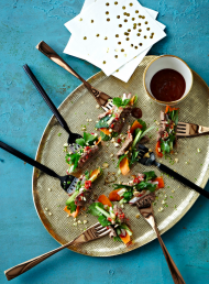 Lemongrass Beef and Salad Skewers