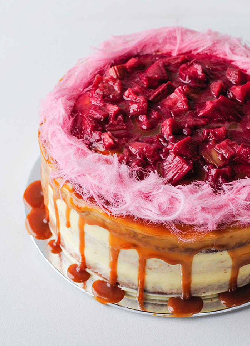 Rhubarb and Strawberry Layer Cake