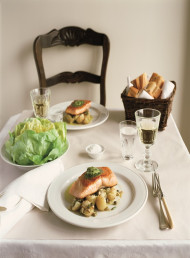 Seared Salmon, Tarragon Butter and Warm Potato Salad