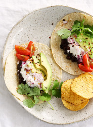 Black Bean Tacos with Macadamia and Garlic Cream