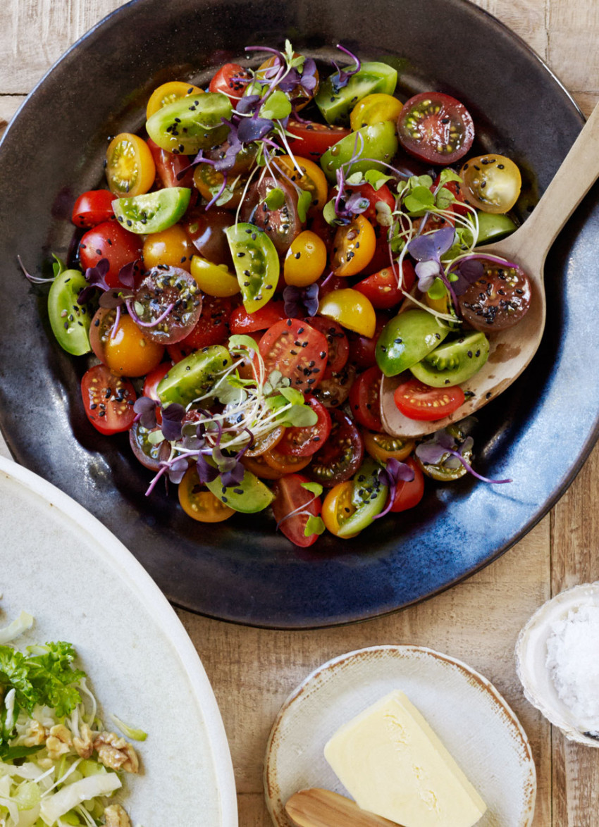 Mixed Tomato Salad with Soy and Sesame Dressing