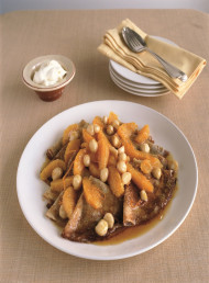 Vanilla Spice Crepes with Maple Syrup Oranges