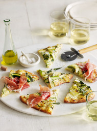 Pizza with Zucchini, Parmesan and Prosciutto